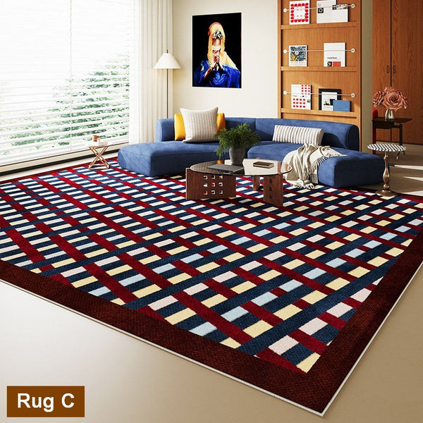 Living Room Colorful Modern Rugs, Geometric Modern Rugs for Dining Room, Mid Century Modern Rugs, Contemporary Abstract Rugs under Coffee Table-Grace Painting Crafts