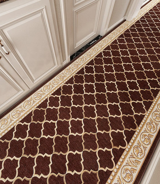 Entrance Hallway Runners, Hallway Runners, Stain-resistant Non Slip Kitchen Runner Rugs, Modern Extra Long Hallway Runners, Easy Care Entryway Brown Runner Rugs, Long Narrow Runner Rugs-Grace Painting Crafts