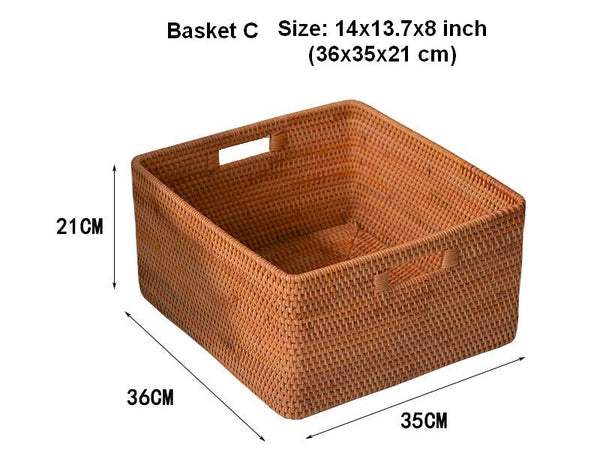 Rattan Storage Baskets, Storage Basket for Shelves, Rectangular Storage Basket for Toys, Storage Baskets for Kitchen, Storage Baskets for Bedroom-Grace Painting Crafts