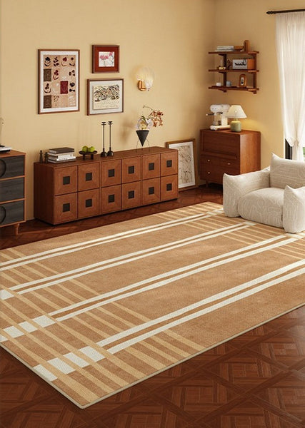 Geometric Modern Rugs for Dining Room, Large Modern Rugs for Living Room, Bedroom Modern Rugs, Cream Color Contemporary Modern Rugs-Grace Painting Crafts