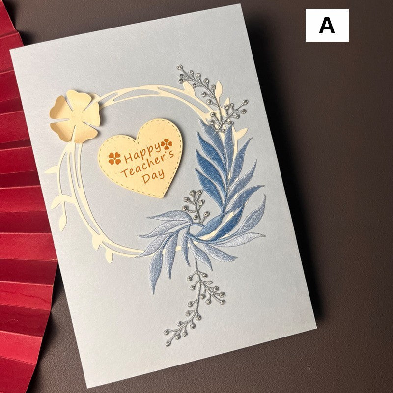 Creative Teacher's Day Greeting Card, Beautiful Greeting Cards, Embroidery Greeting Cards, Original Handmade Embroidery Greeting Cards-Grace Painting Crafts