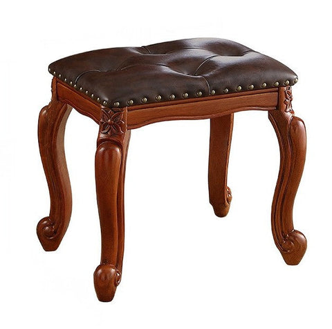 Rubberwood Entry Bench, Vanity Stool, Genuine Leather Solid Wood Entry Bench, Vintage Entry Stool, Solid Wood Ottoman-Grace Painting Crafts