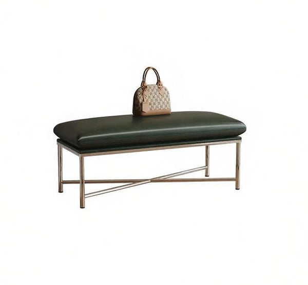 Mid-Century Hall Bench, Contemporay Bedroom Bench, Luxury Genuine Leather Entry Bench, Upholstered Shoe Bench, Narrow Entryway Bench, Modern Shoe Changing Ottoman-Grace Painting Crafts