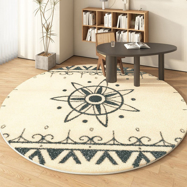 Dining Room Modern Rugs, Abstract Geometric Round Rugs under Sofa, Modern Area Rugs under Coffee Table, Contemporary Modern Rugs for Bedroom-Grace Painting Crafts