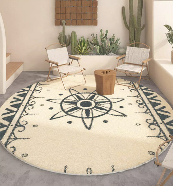 Dining Room Modern Rugs, Abstract Geometric Round Rugs under Sofa, Modern Area Rugs under Coffee Table, Contemporary Modern Rugs for Bedroom-Grace Painting Crafts