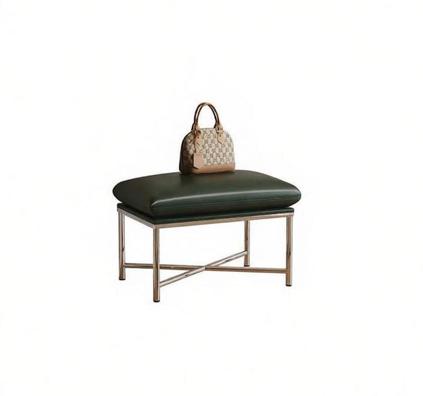 Mid-Century Hall Bench, Contemporay Bedroom Bench, Luxury Genuine Leather Entry Bench, Upholstered Shoe Bench, Narrow Entryway Bench, Modern Shoe Changing Ottoman-Grace Painting Crafts