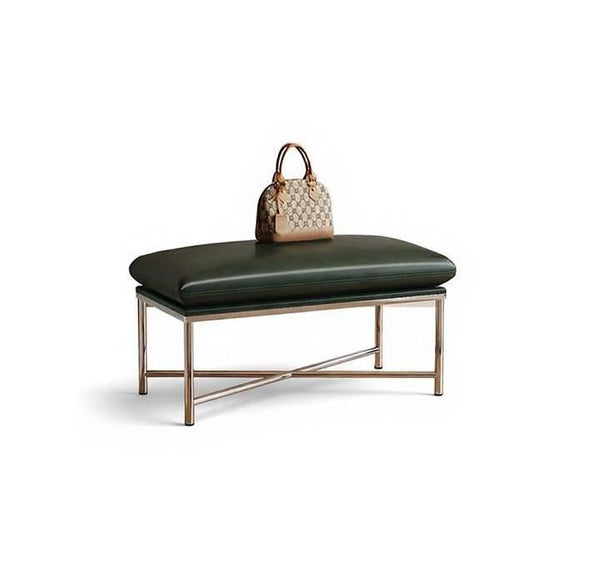 Mid-Century Hall Bench, Contemporay Bedroom Bench, Luxury Genuine Leather Entry Bench, Upholstered Shoe Bench, Narrow Entryway Bench, Modern Shoe Changing Ottoman-Grace Painting Crafts
