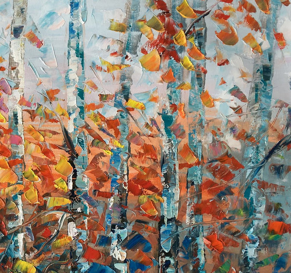 Birch Tree Wall Art, Custom Artwork, Art on Canvas, Living Room Wall Art, Ready to Hang-Grace Painting Crafts