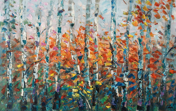 Birch Tree Wall Art, Custom Artwork, Art on Canvas, Living Room Wall Art, Ready to Hang-Grace Painting Crafts