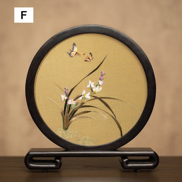 Unique Birthday Gift, Traditional Chinese Suzhou Embroidery Ornament, Exclusive Business Present Flower and Butterfly Embroidered Decor, Premium Souvenir-Grace Painting Crafts