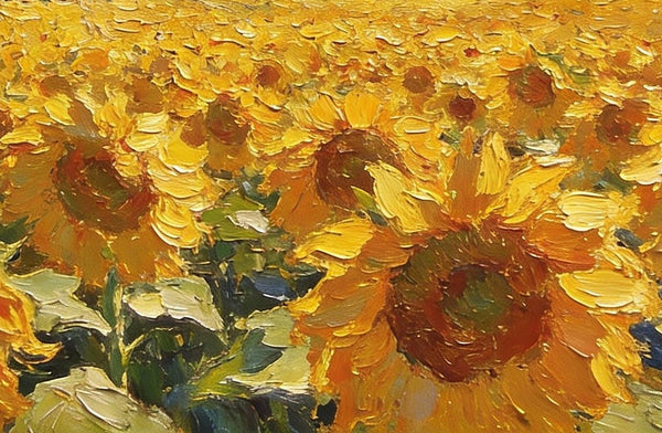 Heavy Texture Paintings, Sunflower Fields of Provence, Hand Painted Canvas Art, Original Small Landscape Paintings, Small Oil Paintings on Canvas, Small Paintings on Canvas, Palette Knife Artwork-Grace Painting Crafts