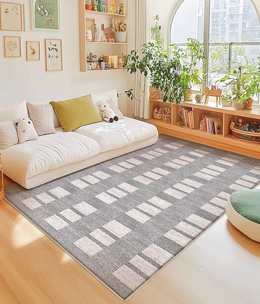 Dining Room Floor Rug, Large Gray Floor Rugs for Living Room, Modern Floor Rugs for Bedroom, Extra Large Geometric Modern Rugs for Office-Grace Painting Crafts