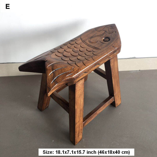 Handmade Solid Wood low Stool, Creative Shoe-changing Stool, Vintage Old Elm Wood Stool, Children's Wooden Stool, Sofa Stool, Dining Table Stool-Grace Painting Crafts