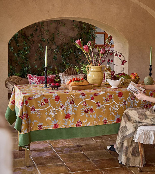Farmhouse Table Cloth, Dining Room Flower Table Cloths, Large Square Tablecloth for Round Table, Extra Large Rectangular Table Covers for Kitchen-Grace Painting Crafts