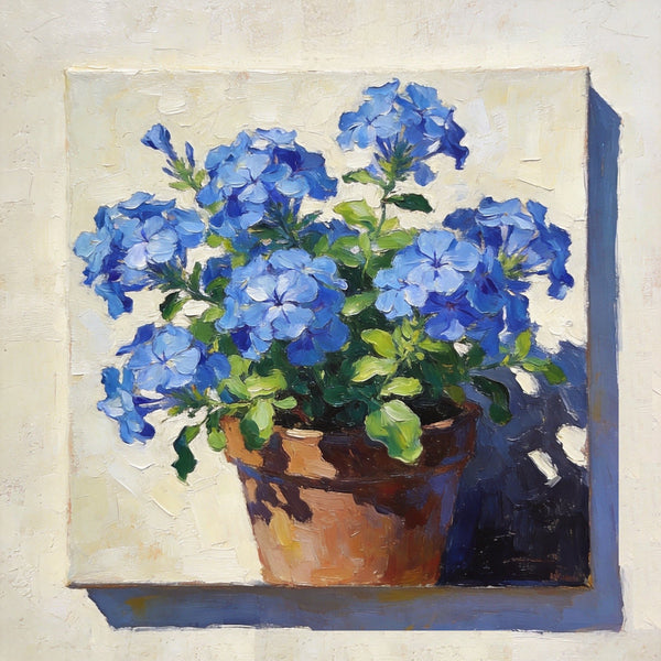 Still Life Painting, Blooming Blue Plumbago, Small Canvas Wall Art, Hand Painted Canvas Art, Original Flower Paintings, Buy Small Paintings Online-Grace Painting Crafts