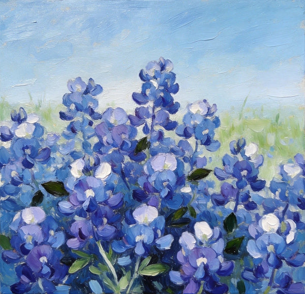 Small Canvas Wall Art, Blue Plumbago in Full Bloom, Still Life Painting, Hand Painted Canvas Art, Original Flower Paintings, Buy Small Paintings Online-Grace Painting Crafts
