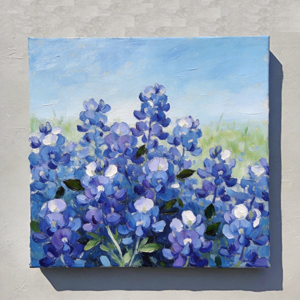 Blue Plumbago in Full Bloom, Small Canvas Wall Art, Still Life Painting, Hand Painted Canvas Art, Original Flower Paintings, Buy Small Paintings Online-Grace Painting Crafts