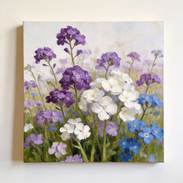 Hand Painted Canvas Art, Small Canvas Artwork, Purple and White Forget-me-nots Blooming Wild, Buy Small Artwork Online, Still Life Painting, Original Flower Paintings-Grace Painting Crafts