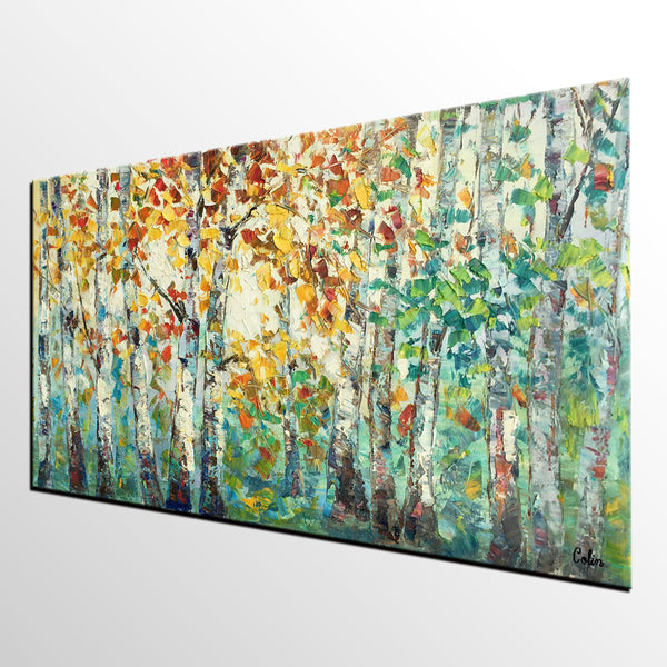Autumn Tree Landscape Painting, Landscape Painting for Sale, Autumn Paintings, Living Room Wall Art Paintings, Custom Original Painting-Grace Painting Crafts