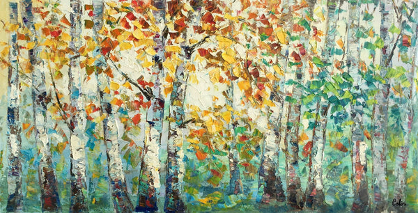 Autumn Tree Landscape Painting, Landscape Painting for Sale, Autumn Paintings, Living Room Wall Art Paintings, Custom Original Painting-Grace Painting Crafts