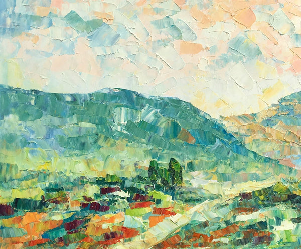 Mountain Landscape Canvas Paintings, Impasto Painting, Palette Knife Paintings, Original Landscape Art, Custom Large Painting for Bedroom-Grace Painting Crafts