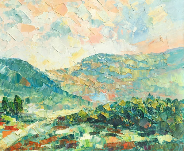 Mountain Landscape Canvas Paintings, Impasto Painting, Palette Knife Paintings, Original Landscape Art, Custom Large Painting for Bedroom-Grace Painting Crafts