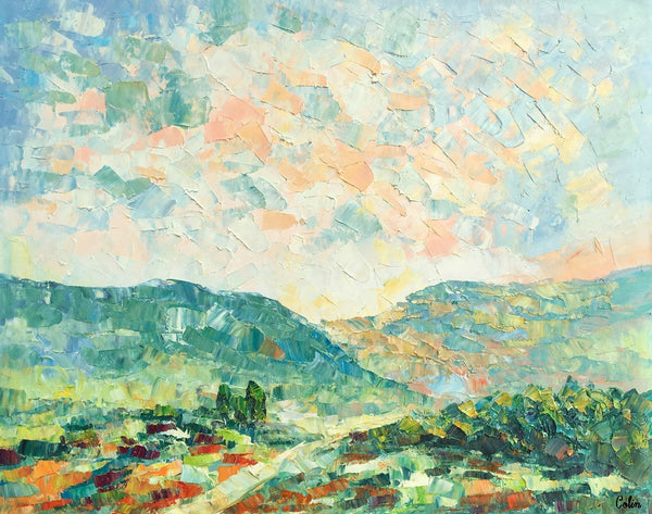 Mountain Landscape Canvas Paintings, Impasto Painting, Palette Knife Paintings, Original Landscape Art, Custom Large Painting for Bedroom-Grace Painting Crafts
