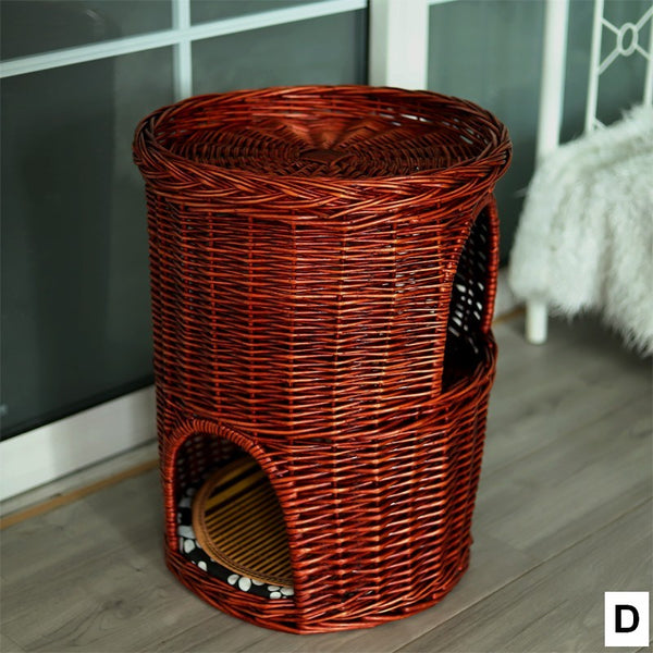 Triple-Layer Cat Bed, Large Cat House Basket with Washable Cushion for Indoor Cats and Dogs-Grace Painting Crafts