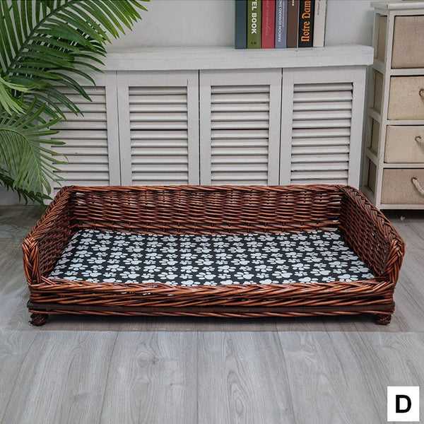 Large Hand Woven Rattan Cat Beds, Extra Large Natural Wicker Dog Bed with Washable Cushion for Indoor Cats and Dogs-Grace Painting Crafts