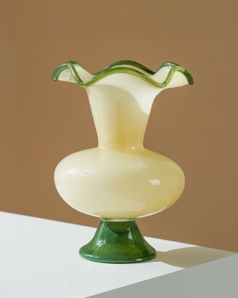 Unique Modern Glass Vase, Contemporary Vase for Modern Home Decor, Modern Glass Flower Vases, Handmade Liuli Vases, Centerpiece Vases on Table-Grace Painting Crafts