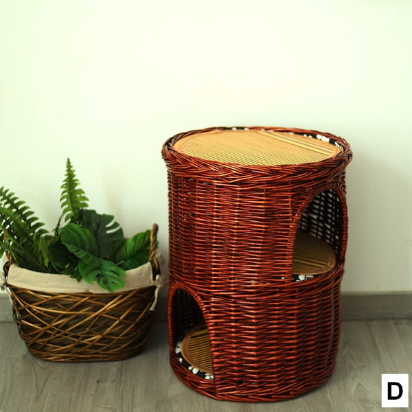Triple-Layer Cat Bed, Large Cat House Basket with Washable Cushion for Indoor Cats and Dogs-Grace Painting Crafts