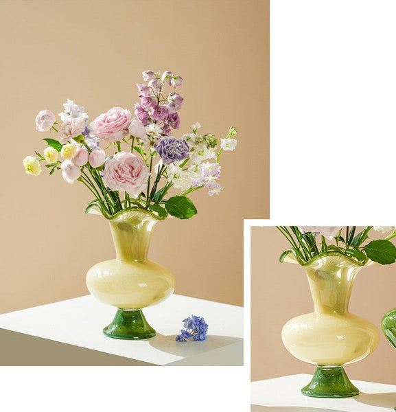 Contemporary Vase for Modern Home Decor, Unique Modern Glass Vase, Modern Glass Flower Vases, Handmade Liuli Vases, Centerpiece Vases on Table-Grace Painting Crafts