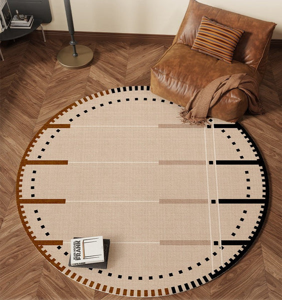 Geometric Round Rugs for Dining Room, Contemporary Modern Rugs, Mid Century Modern Rugs under Chairs, Bedroom Circular Modern Rugs-Grace Painting Crafts