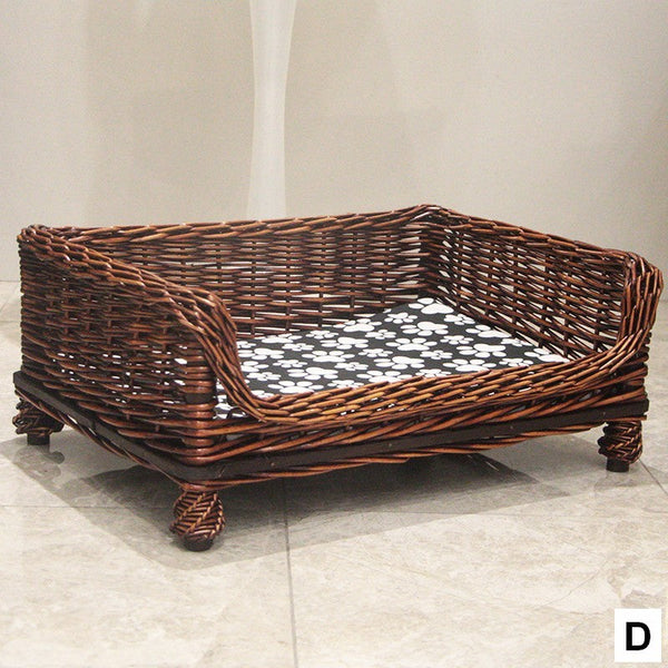Hand Woven Rattan Cat Beds, Extra Large Natural Wicker Dog Bed with Washable Cushion for Indoor Cats and Dogs-Grace Painting Crafts