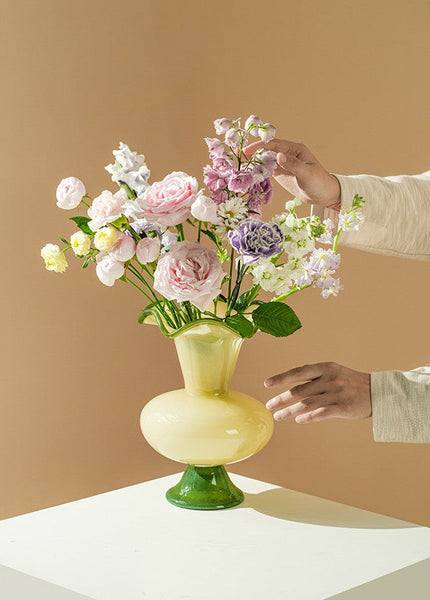 Unique Modern Glass Vase, Contemporary Vase for Modern Home Decor, Modern Glass Flower Vases, Handmade Liuli Vases, Centerpiece Vases on Table-Grace Painting Crafts