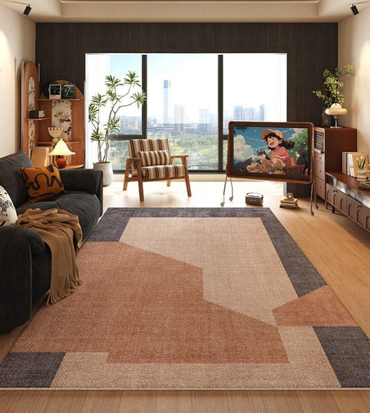 Mid Century Contemporary Modern Rugs, Abstract Modern Rugs for Living Room, Contemporary Geometric Carpets, Oversized Modern Rugs under Dining Room Table-Grace Painting Crafts