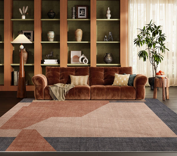 Mid Century Contemporary Modern Rugs, Abstract Modern Rugs for Living Room, Contemporary Geometric Carpets, Oversized Modern Rugs under Dining Room Table-Grace Painting Crafts