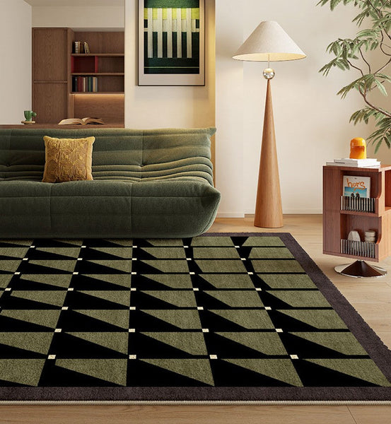 Modern Rugs for Dining Room, Modern Living Room Rug Ideas, Mid Century Modern Rugs Next to Bed, Green Contemporary Rugs for Bedroom