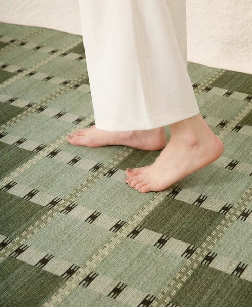 Contemporary Modern Rug for Living Room, Green Modern Area Rugs for Bedroom, Geometric Round Rugs for Dining Room, Circular Modern Rugs under Chairs