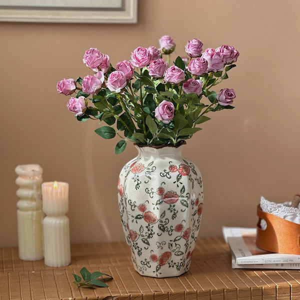 Rustic Porcelain Flower Vases, Handmade Water Holding Flower Vases, Ceramic Bouquet Vases, Tall Flower Vases on Table-Grace Painting Crafts