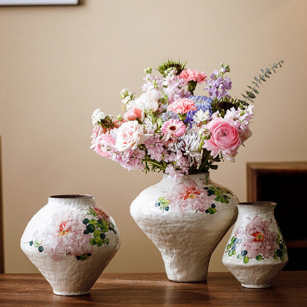 Flower Vases on Table, Handmade Water Holding Flower Vases, Centerpiece on Dining Table, Modern Porcelain Flower Vases, Ceramic Bouquet Vases-Grace Painting Crafts