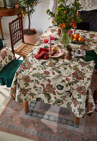 Rustic Garden Floral Tablecloth for Round Table, Spring Flower Table Cover for Kitchen, Modern Rectangular Tablecloth Ideas for Dining Room Table-Grace Painting Crafts