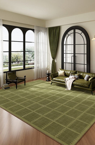 Contemporary Modern Rugs for Living Room, Minimalist Geometric Rugs for Living Room, Mid Century Modern Rugs, Green Absract Rugs for Bedroom-Grace Painting Crafts