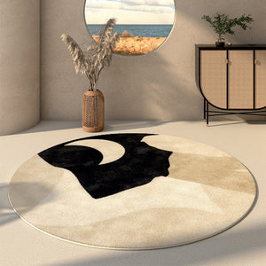 Modern Runner Rugs Next to Bed, Round Area Rug for Dining Room, Coffee Table Rugs, Contemporary Area Rugs for Bedroom, Circular Modern Area Rugs-Grace Painting Crafts