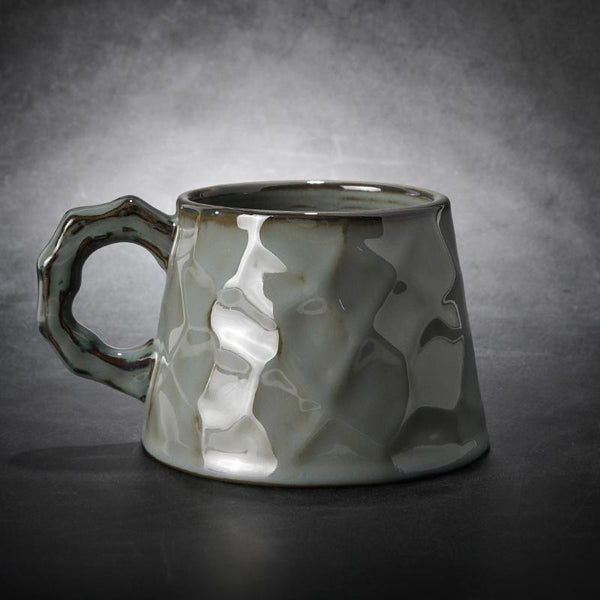 Large Capacity Coffee Cups, Large Tea Cup, Large Pottery Coffee Cup, White Ceramic Coffee Mug, Black Coffee Cup-Grace Painting Crafts