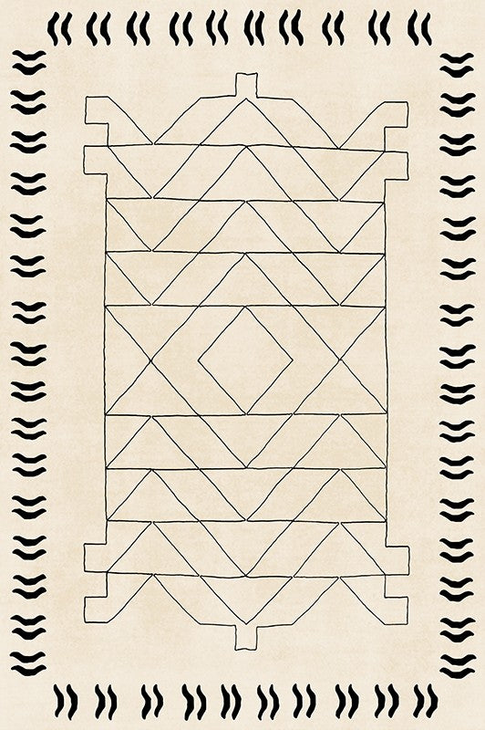 Modern Rugs for Dining Room, Mid Century Modern Rugs Next to Bed, Soft Contemporary Rugs for Bedroom, Cream Modern Carpets for Living Room-Grace Painting Crafts