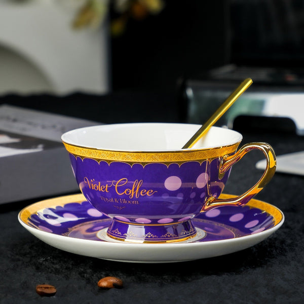 British Royal Tea Cup and Saucer Set in Gift Box, Ceramic Tea Cup and Saucer Set, Porcelain Coffee Cup with Saucer, Porcelain Tea Cup and Saucer Set-Grace Painting Crafts