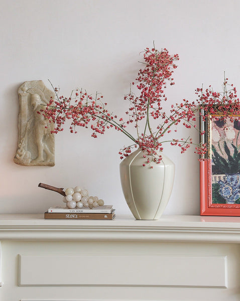 Centerpiece Ceramic Bouquet Vases, Porcelain Vases for Modern Home Decor, Large Contemporary Vases on Dining Table, Handmade Modern Flower Vase-Grace Painting Crafts