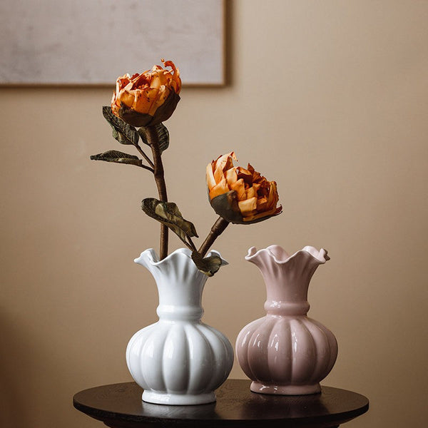 Handmade Water Holding Flower Vase, Ceramic Bud Vases, Small Flower Vases on Table, Rustic Porcelain Flower Vases-Grace Painting Crafts