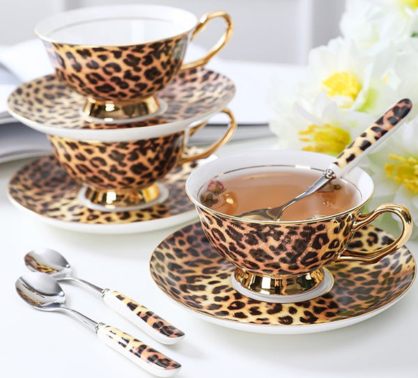Modern Ceramic Cups, Creative Bone China Porcelain Tea Cup Set, Elegant Ceramic Coffee Cups, Unique Tea Cups and Saucers in Gift Box-Grace Painting Crafts